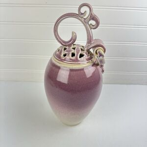 Handmade Stoneware Pottery Urn Vase Jar Lavender Ceramic Hinged Articulated Lid